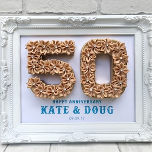 50th Anniversary Frame: Golden Keepsake Gift