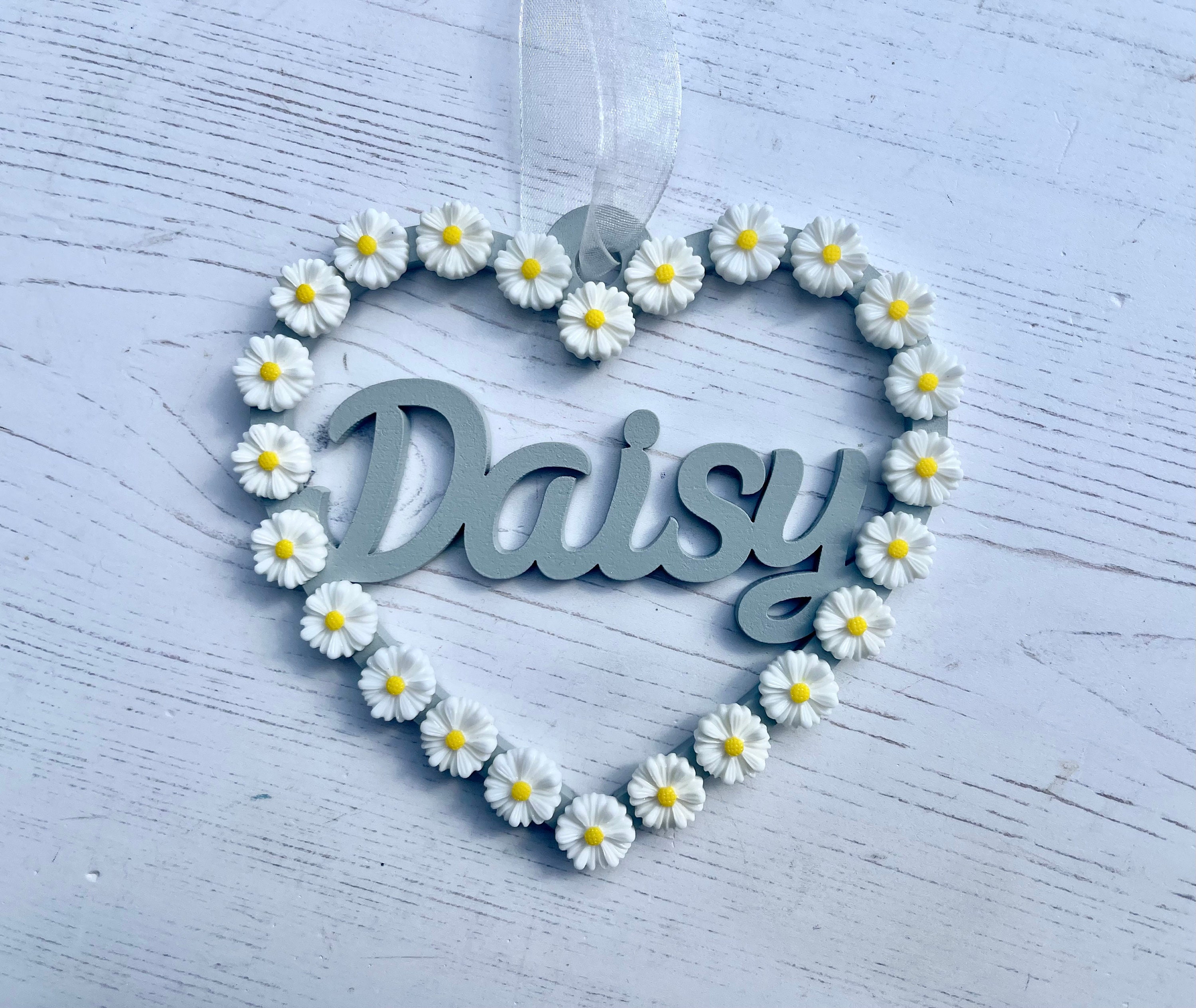 Daisy Decor, Daisy Name Heart, Millie Name Heart, Personalised