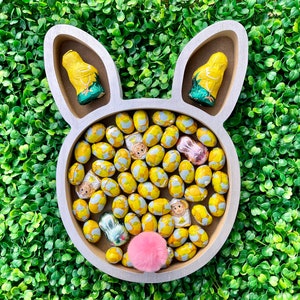 Personalized Easter Bunny Decor: Mini Chocolate Eggs Filled Rabbit