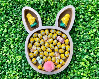 Customized Bunny with Chocolate Mini Eggs, Easter Bunny Decor, Mini Egg Filled Personalised Rabbit, Easter Gift Idea