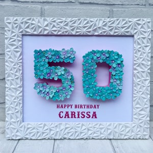 50th birthday gift, Fiftieth birthday present, Decorated numbers image 3
