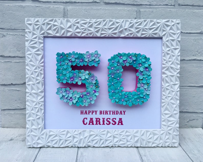 50th birthday gift, Fiftieth birthday present, Decorated numbers image 3