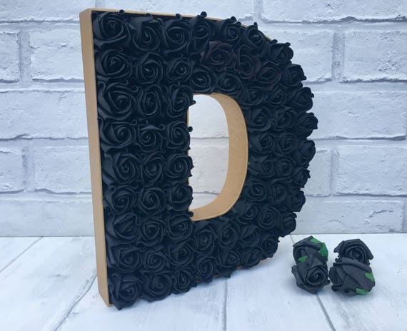 Black Rose Letter D Gold And Black Decor Dramatic Home Etsy