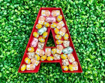 Personalized Easter Chocolate Gift: Wooden Letter with Miniature Chocolates