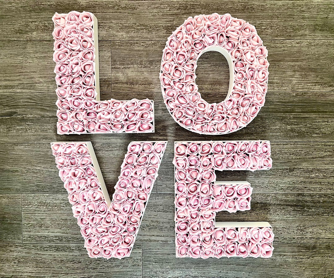 Floral LOVE Sign: Pink Rose Letters, Bridal Shower Decor - Etsy