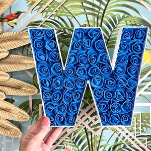Blue Rose Filled Letter: Custom Initial Decor