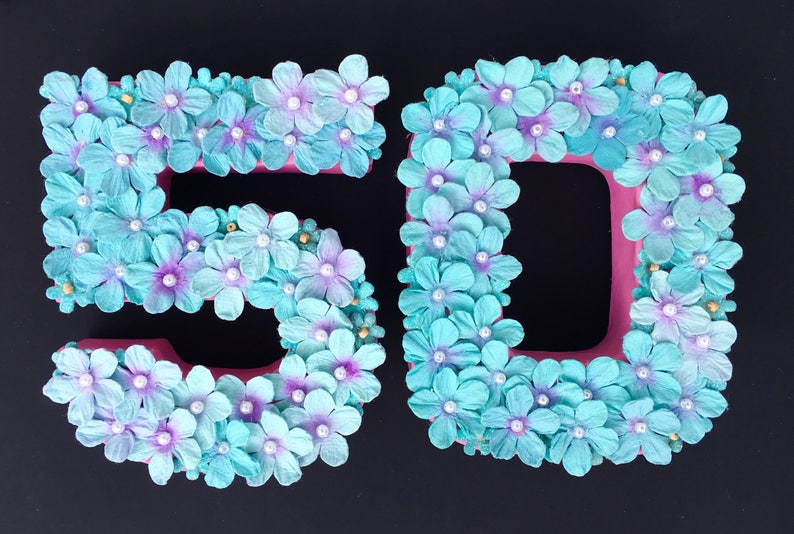 50th birthday gift, Fiftieth birthday present, Decorated numbers image 5