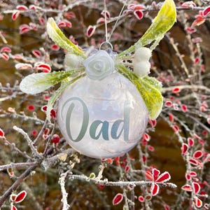 Personalized Dad Christmas Bauble: Feather-Filled Memorial Ornament