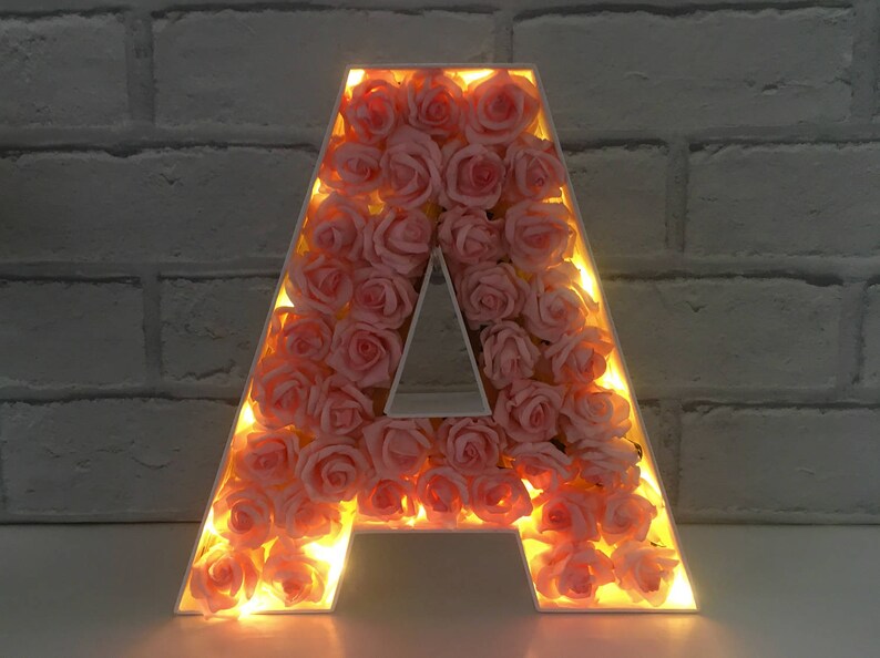 Light up letter, LED initial, Letter with lights, Children's bedroom decor, LED light up letter, Nursery light, Floral letter light image 5