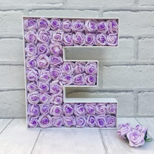 Lilac bedroom decor, Freestanding large letter,  Wooden flower filled initial