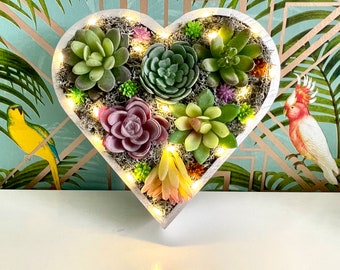 Succulent Heart Decoration, Fillable Wooden Heart, Succulent Home Decor, Succulent Lover