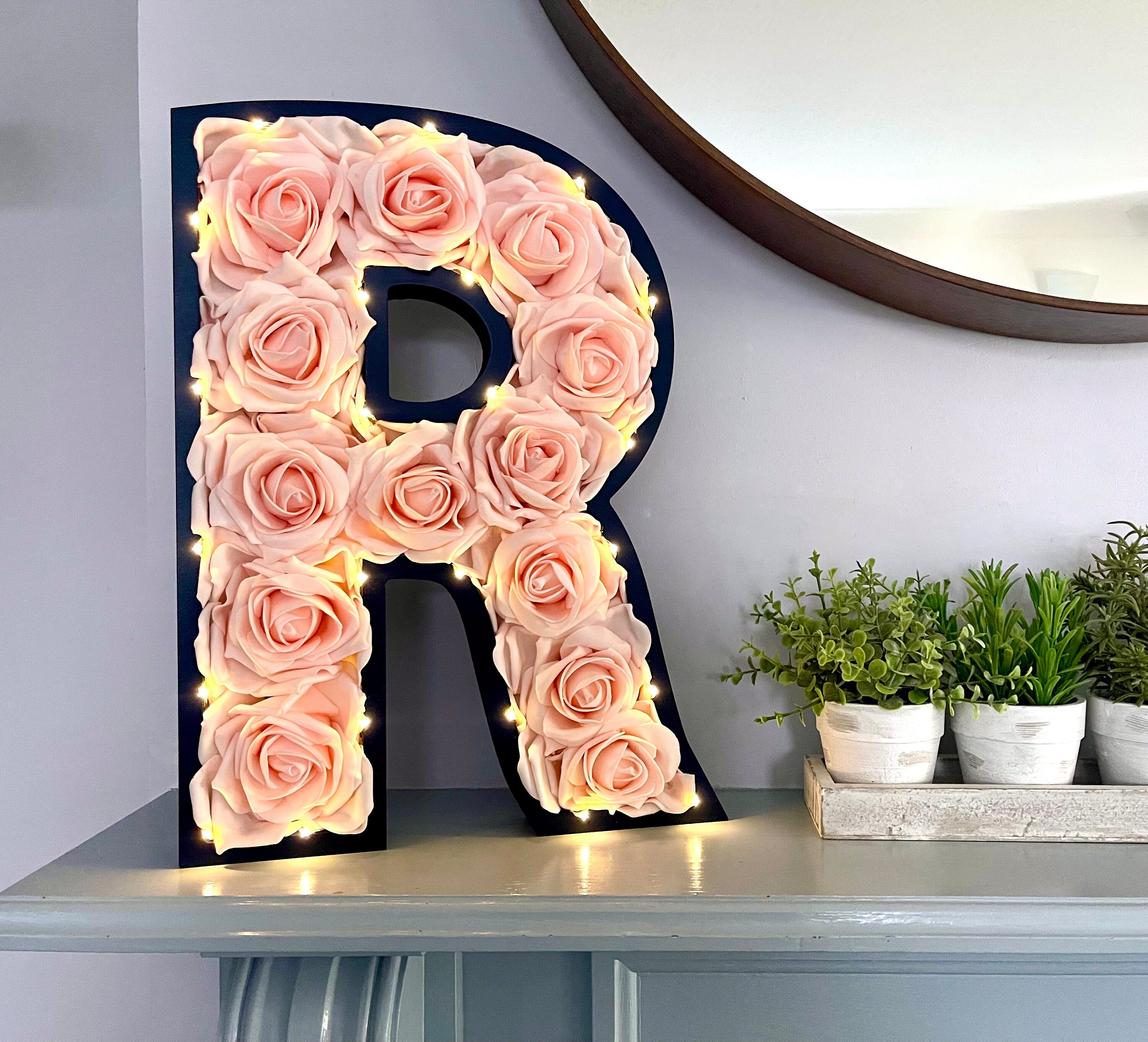 Giant Flower Letters 16 Inch Floral Initials 40cm Blush Pink Etsy