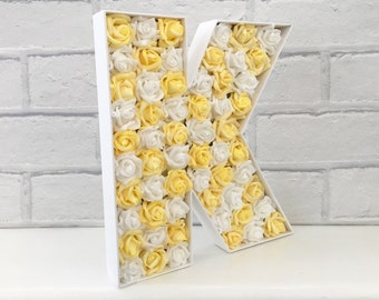 Floral Wooden Letter: Rose Nursery Decor, Personalized Initial