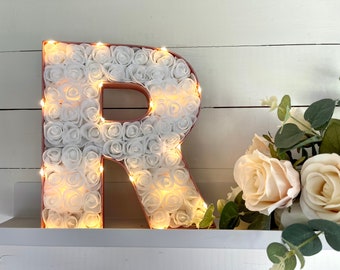 Mother's Day Gift, Gift for Mum, White Flower Letters, White Floral Initials, Fillable Letters