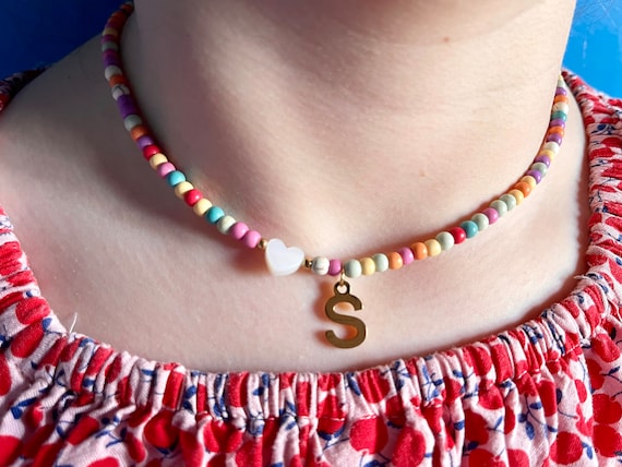 Beaded monogram necklace deals