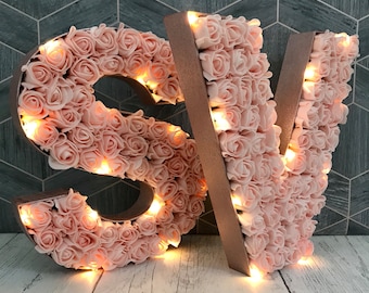 Personalized gifts for her, Gift box for women, Graduation Gift and Keepsake, Rose Gold Flower light letter