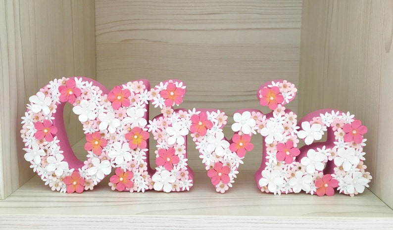 Decorated floral name sign nursery decor wall decor wall | Etsy