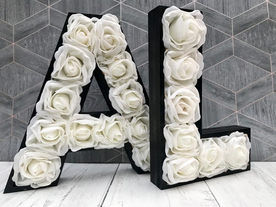 Letras de boda de flores grandes de 30 cm, iniciales gigantes, letras  iluminadas -  España