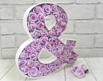 Large wooden ampersand, Floral ampersand sign, Wedding initials