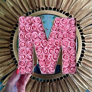 Coral flower decor, Coral large letter, Coral wedding decor, Large letter M, Coral home decor, Coral bedroom decor, Gift for best friend image 4