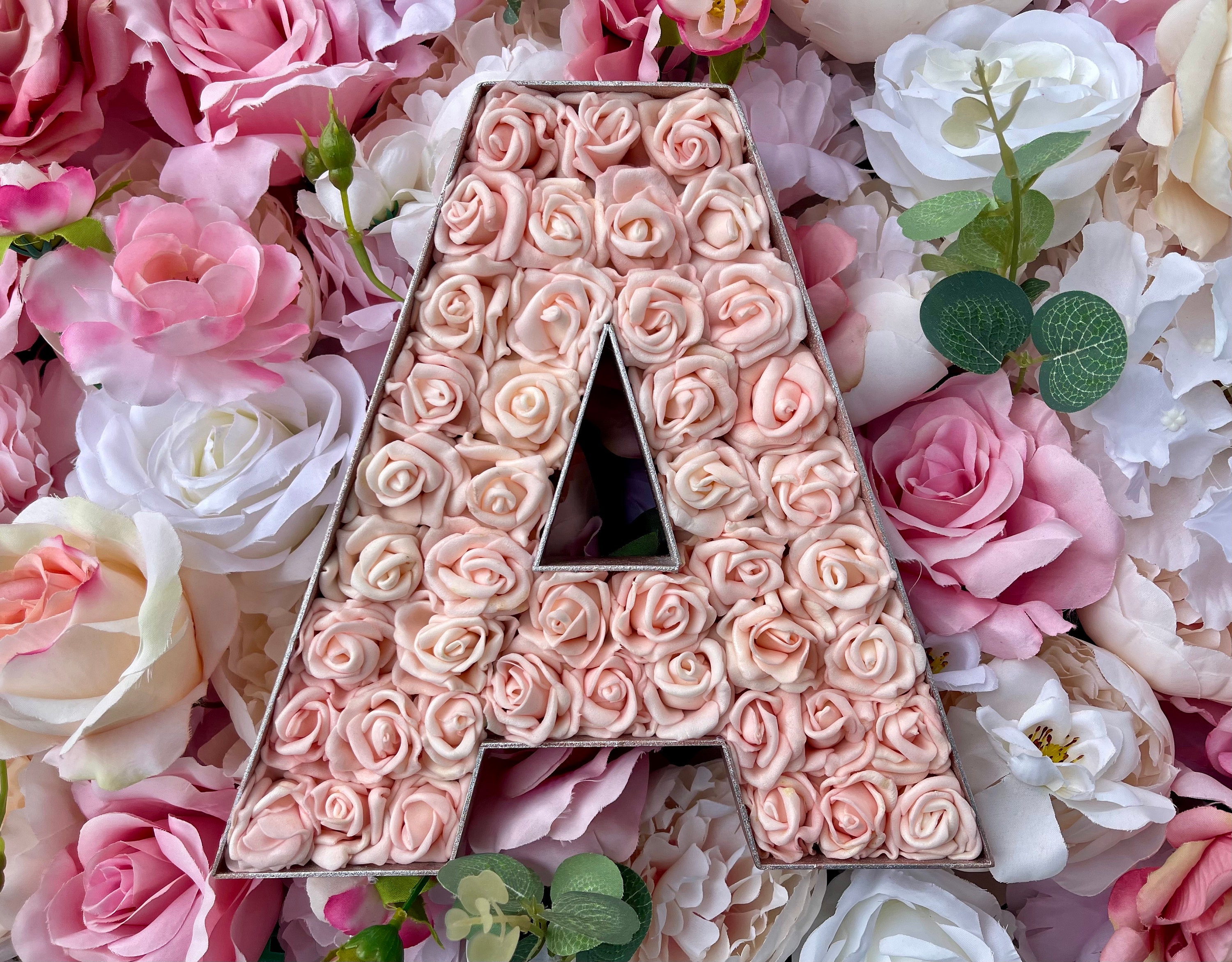 Fillable Letters, Pink Flower Letter, Fillable Floral Initial, Rose Gold  Home Decoration, Birthday Gift for Her 