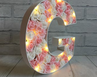 Light up initial, Bridal shower decoration, New baby girl gift, Baby girl room decor