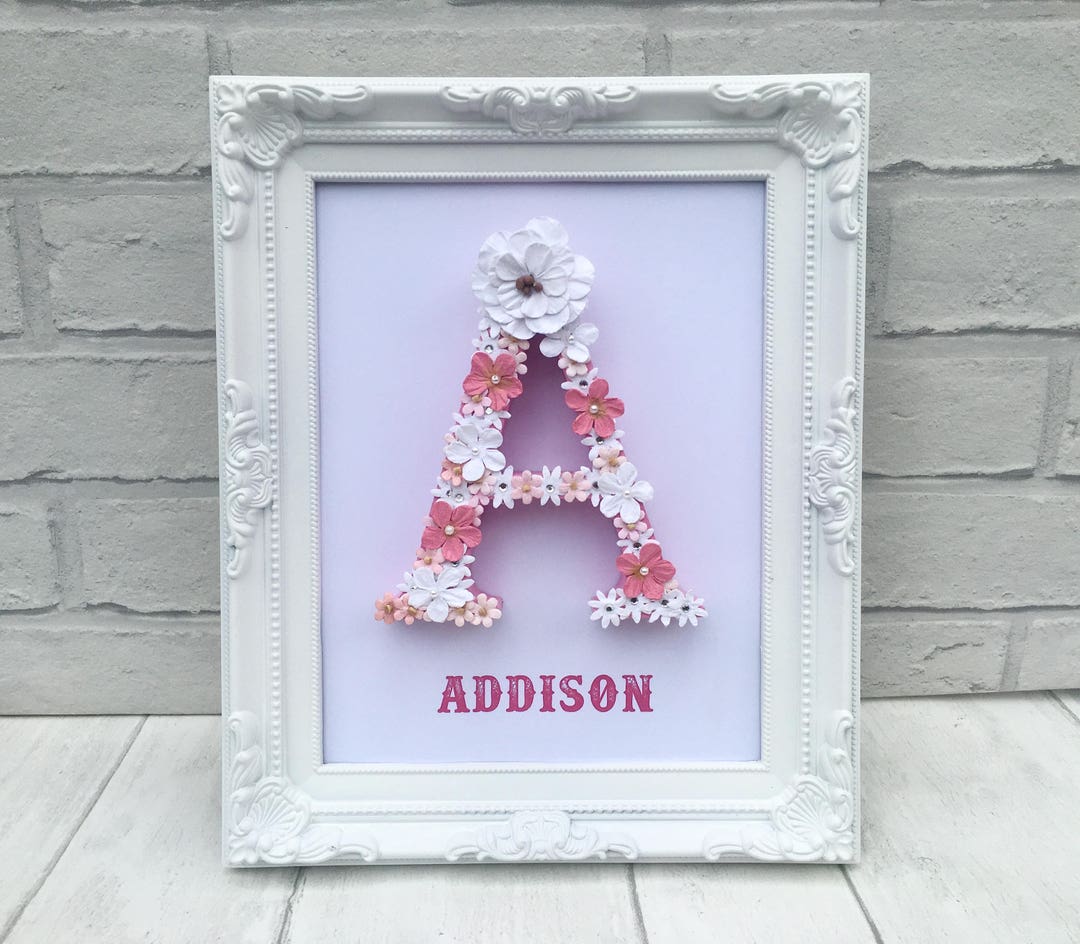 Personalised Floral Frame, Decorated Initial, Gift for Mother's Day ...
