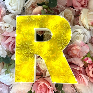 Floral Letter, Yellow Rose Decorations, Yellow Home Decor, Fillable Letter, Gift for her
