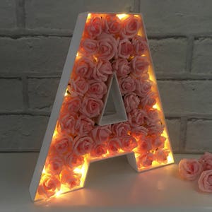 Light up letter, LED initial, Letter with lights, Children's bedroom decor, LED light up letter, Nursery light, Floral letter light image 2