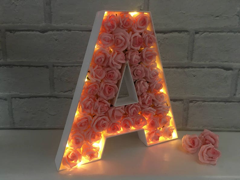 Light up letter, LED initial, Letter with lights, Children's bedroom decor, LED light up letter, Nursery light, Floral letter light image 2