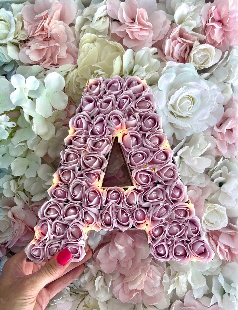 Blush Pink Rose Flower Letters Pink Rose Initials Rose Gold Etsy