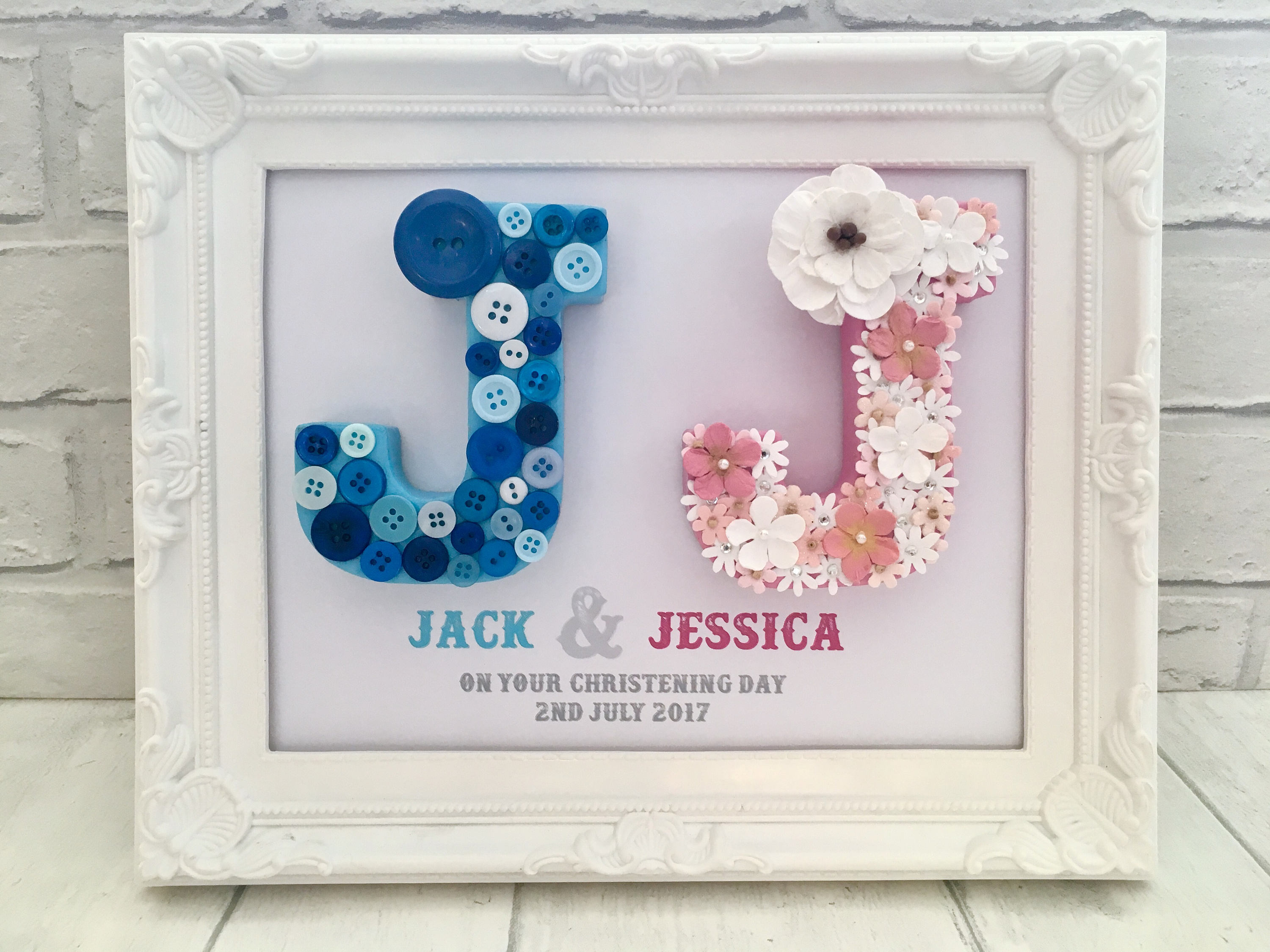 Personalised Gift for Twins New Baby Gift Family Name Frame Etsy UK