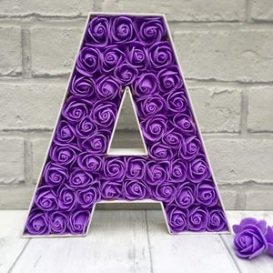 Purple rose bedroom decor, Purple home decor, Purple light up letter, Purple night light image 3