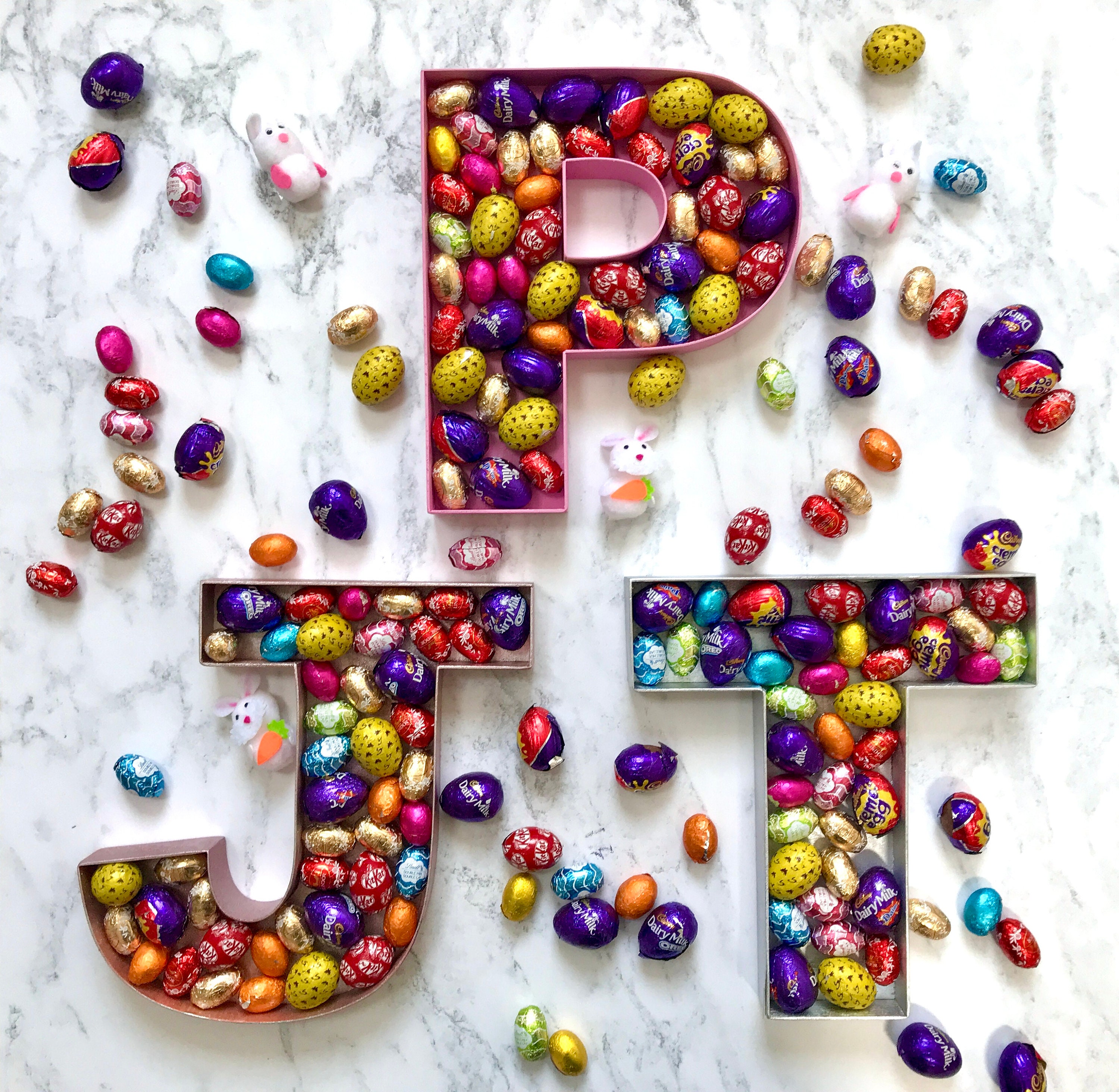 Chocolate Mini Eggs Filled Wooden Letter: Easter Gift for Kids