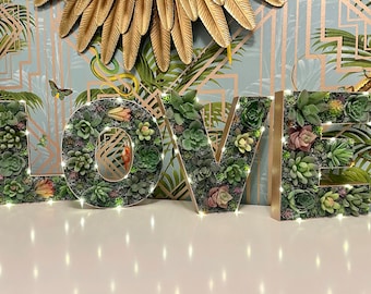 Succulent Letters, LOVE Sign, Alternative Wedding Gift, Succulent Filled Initials, Succulent Decorations