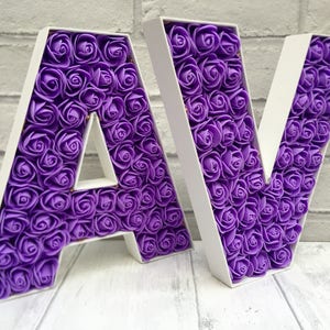 Purple rose bedroom decor, Purple home decor, Purple light up letter, Purple night light image 5