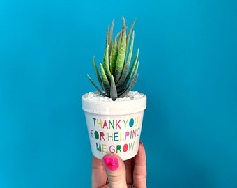 Gift for Teacher, Teacher Appreciation Gifts, Thank you for helping me grow gift, Present for Teacher, Succulent Plants, Mini Planters