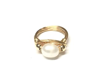 Ring Gold Wire With Genuine Fresh Water Pearl