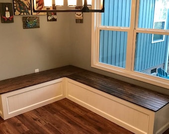 Built-in Corner Bench for Dining Room | L Shaped Kitchen Banquette | Custom Breakfast Nook Seating