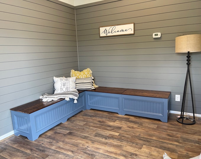 Custom Corner Bench with Storage for Kitchen or Breakfast Nook, Free Shipping