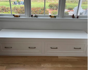 Custom Shaker Bench with Drawers - Entryway Storage, Shoe Storage Mudroom Seating, Kitchen Furniture, Solid Wood, FREE SHIPPING USA