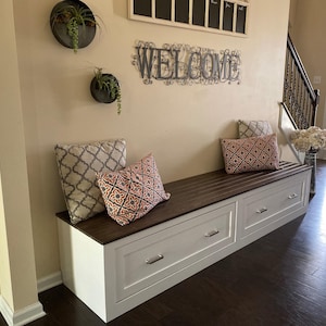 Custom Shaker Mudroom Entryway Bench with Front Drawers - Storage Bench, Shoe Storage, Kitchen Furniture, Solid Wood, FREE SHIPPING USA