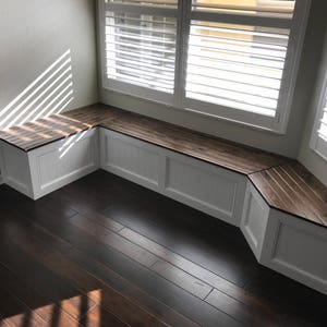 Corner bench, kitchen seating, L shaped bench, breakfast nook