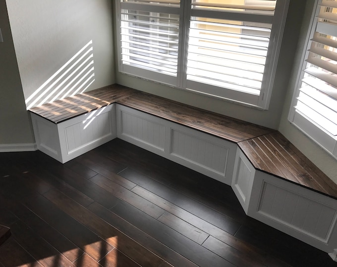 Corner bench, kitchen seating, L shaped bench, breakfast nook