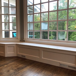 Banquette Bench for a Bay Window, kitchen seating, shaped bench, breakfast nook image 4
