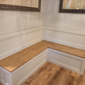 Bespoke Straight Backrest Corner Bench, Rustic-Modern Design, Custom Finishes, Tailor-Made Wooden Seating, Kitchen & Home Organizer