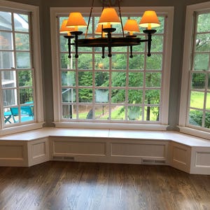 Banquette Bench for a Bay Window, kitchen seating, shaped bench, breakfast nook image 1