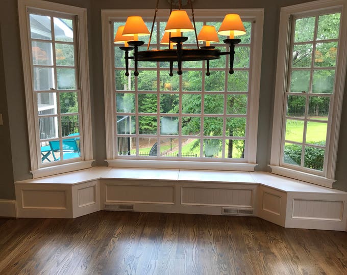 Banquette Bench for a Bay Window, kitchen seating, shaped bench, breakfast nook