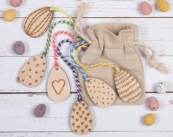 Mini Wooden Easter Egg Decorations