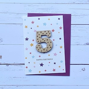 Age Five Wooden Birthday Card